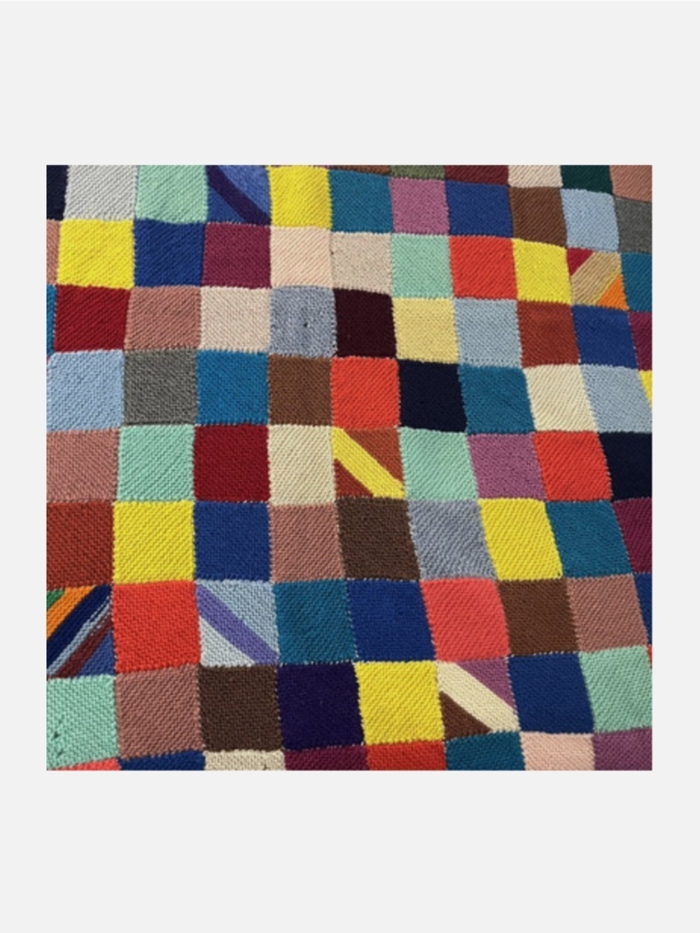 Vtg Large Hand Knit Colorful Crotchet Small Granny Squared Afghan Blanket 80x50 - Picture 4 of 7